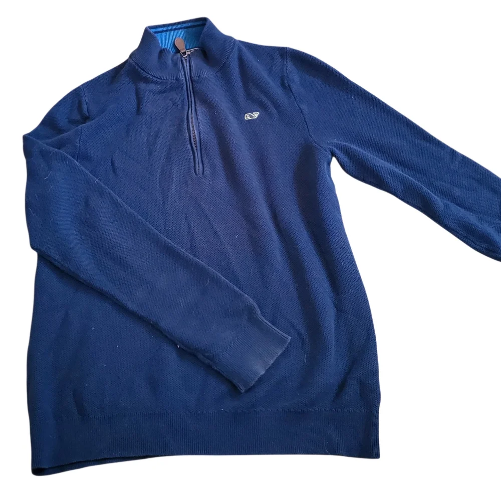 Vineyard Vines Men's L 1/4 Zip Dark Blue 100% Cotton Shirt Sweater Blokecore